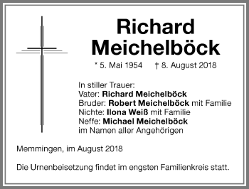Traueranzeige von Richard Meichelböck von Memminger Zeitung