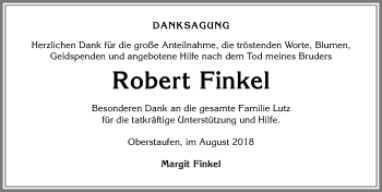Traueranzeige von Robert Finkel von Allgäuer Anzeigeblatt