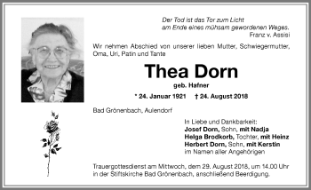 Traueranzeige von Thea Dorn von Memminger Zeitung