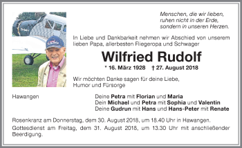 Traueranzeige von Wilfried Rudolf von Memminger Zeitung