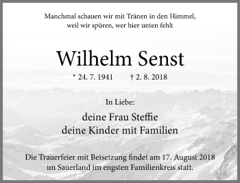 Traueranzeige von Wilhelm Senst von Allgäuer Anzeigeblatt