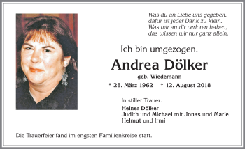 Traueranzeige von Andrea Dölker von Allgäuer Anzeigeblatt