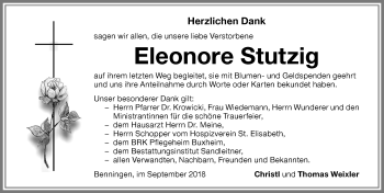 Traueranzeige von Eleonore Stutzig von Memminger Zeitung