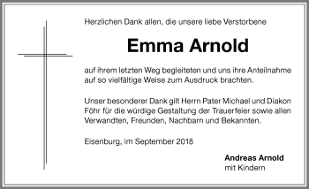 Traueranzeige von Emma Arnold von Memminger Zeitung