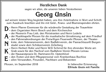 Traueranzeige von Georg Unsin von Allgäuer Zeitung, Kaufbeuren/Buchloe