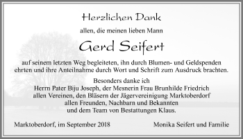Traueranzeige von Gerd Seifert von Allgäuer Zeitung, Marktoberdorf