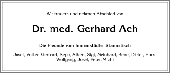 Traueranzeige von Gerhard Ach von Allgäuer Anzeigeblatt