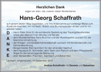 Traueranzeige von Hans-Georg Schaffrath von Memminger Zeitung