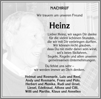 Traueranzeige von Heinz  von Allgäuer Zeitung, Kaufbeuren/Buchloe