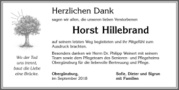Traueranzeige von Horst Hillebrand von Allgäuer Zeitung