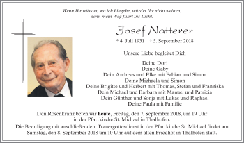 Traueranzeige von Josef Natterer von Allgäuer Zeitung, Marktoberdorf