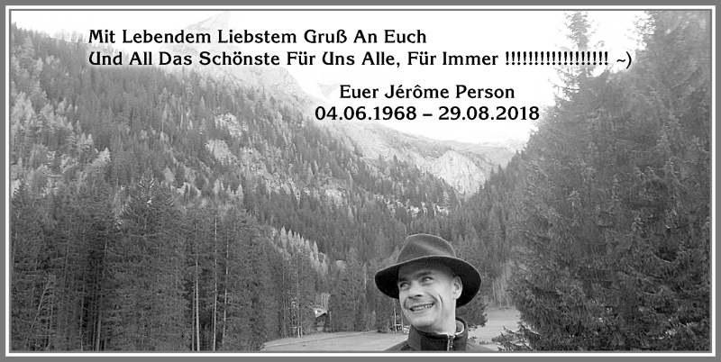  Traueranzeige für Jérôme Person vom 28.09.2018 aus Allgäuer Zeitung, Füssen