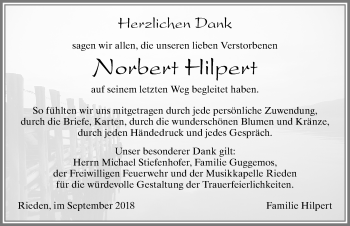 Traueranzeige von Norbert Hilpert von Allgäuer Zeitung, Füssen