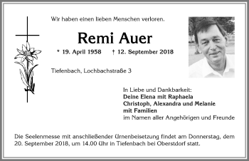 Traueranzeige von Remi Auer von Allgäuer Anzeigeblatt