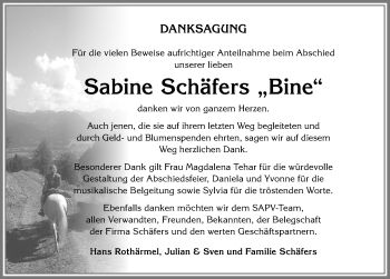 Traueranzeige von Sabine Schäfers von Allgäuer Zeitung