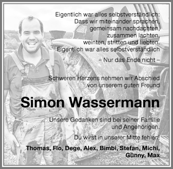 Traueranzeige von Simon Wassermann von Memminger Zeitung