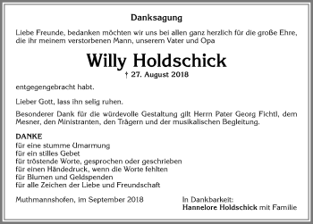 Traueranzeige von Willy Holdschick von Allgäuer Zeitung