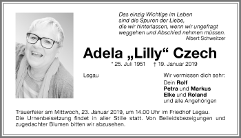 Traueranzeige von Adela Czech von Memminger Zeitung