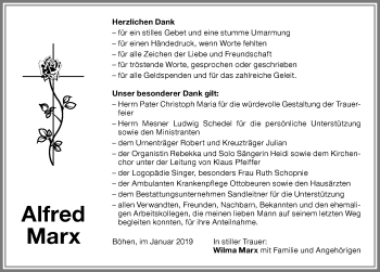 Traueranzeige von Alfred Marx von Memminger Zeitung
