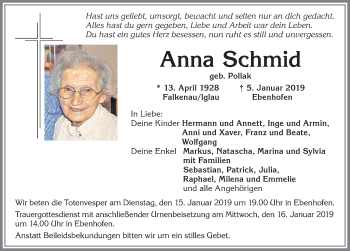 Traueranzeige von Anna Schmid von Allgäuer Zeitung, Marktoberdorf