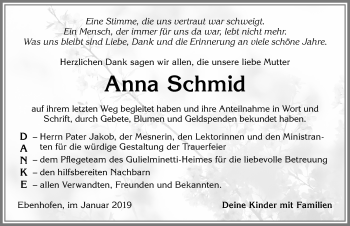 Traueranzeige von Anna Schmid von Allgäuer Zeitung, Marktoberdorf