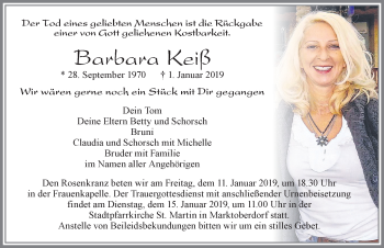 Traueranzeige von Barbara Keiß von Allgäuer Zeitung, Marktoberdorf