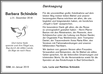 Traueranzeige von Barbara Schindele von Allgäuer Zeitung, Marktoberdorf