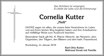 Traueranzeige von Cornelia Kutter von Allgäuer Zeitung,Kempten
