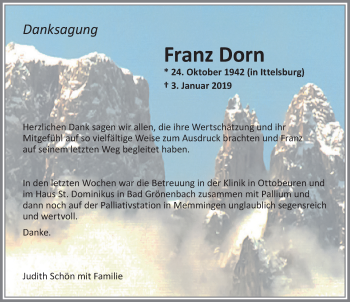 Traueranzeige von Franz Dorn von Memminger Zeitung