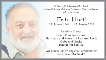 Traueranzeige von Fritz Härtl von Allgäuer Zeitung, Füssen