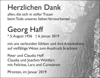 Traueranzeige von Georg Haff von Allgäuer Zeitung, Füssen