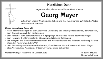 Traueranzeige von Georg Mayer von Allgäuer Zeitung