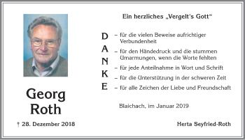 Traueranzeige von Georg Roth von Allgäuer Anzeigeblatt