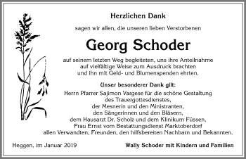 Traueranzeige von Georg Schoder von Allgäuer Zeitung, Marktoberdorf
