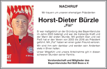 Traueranzeige von Horst-Dieter Bürzle von Memminger Zeitung