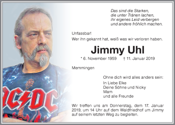 Traueranzeige von Jimmy Uhl von Memminger Zeitung