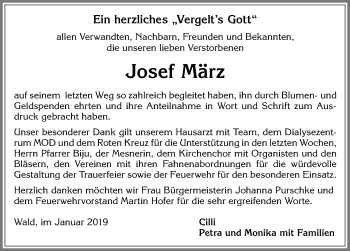 Traueranzeige von Josef März von Allgäuer Zeitung, Marktoberdorf