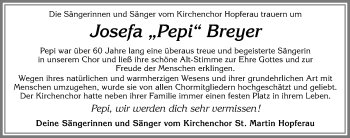 Traueranzeige von Josefa Breyer von Allgäuer Zeitung, Füssen