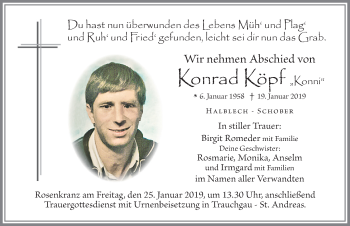 Traueranzeige von Konrad Köpf von Allgäuer Zeitung, Füssen