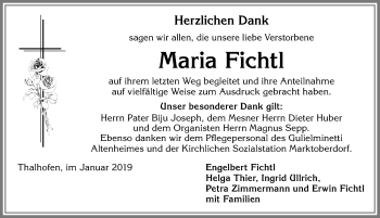 Traueranzeige von Maria Fichtl von Allgäuer Zeitung, Marktoberdorf