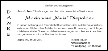 Traueranzeige von Marialuise Diepolder von Memminger Zeitung