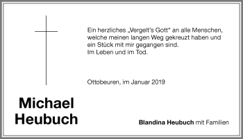 Traueranzeige von Michael Heubuch von Memminger Zeitung