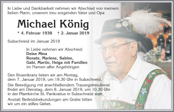 Traueranzeige von Michael König von Allgäuer Zeitung, Marktoberdorf