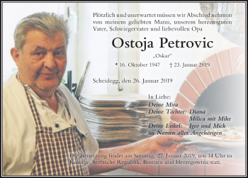 Traueranzeige von Ostoja Petrovic von Der Westallgäuer
