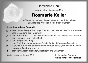 Traueranzeige von Rosmarie Keller von Memminger Zeitung