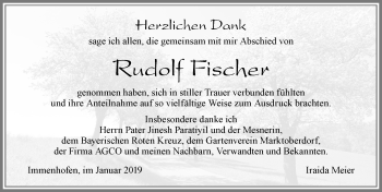 Traueranzeige von Rudolf Fischer von Allgäuer Zeitung, Marktoberdorf