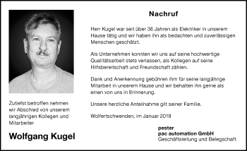 Traueranzeige von Wolfgang Kugel von Allgäuer Zeitung