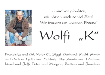 Traueranzeige von Wolfi  von Memminger Zeitung