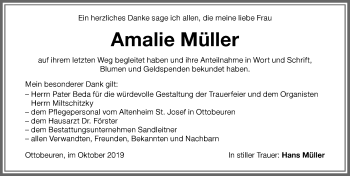 Traueranzeige von Amalie Müller von Memminger Zeitung