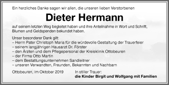Traueranzeige von Dieter Hermann von Memminger Zeitung